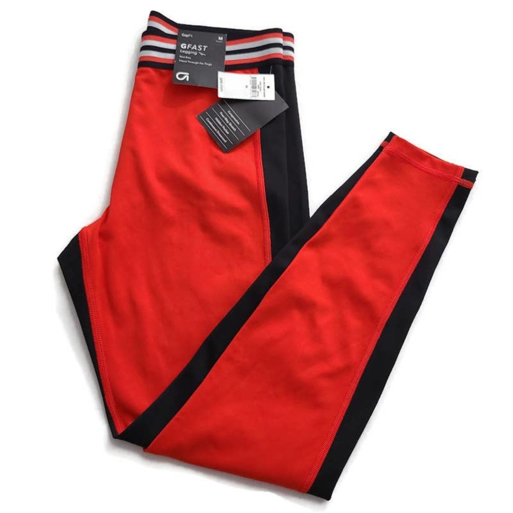 GAP Red and Black High-Waist Leggings